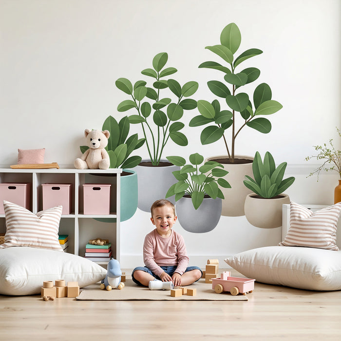 **Barnetapet | Interiørplanter i fargerike potter**
