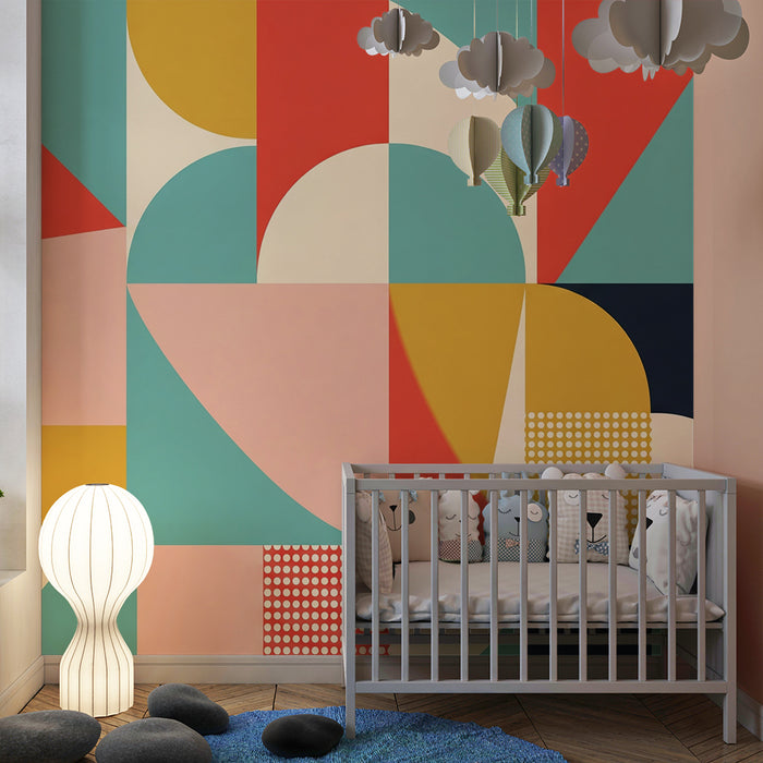 Kids' room wallpaper | Colorful geometric design for a playful space
