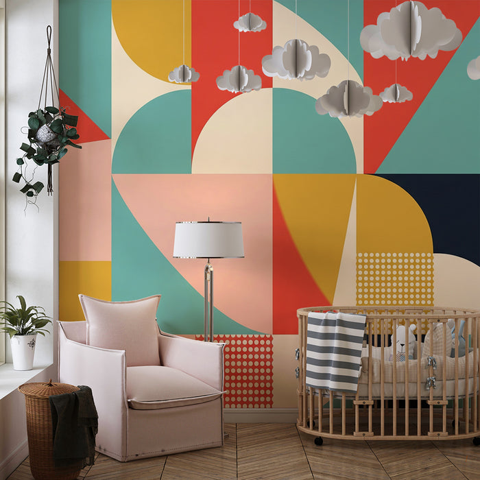 Kids' room wallpaper | Colorful geometric design for a playful space