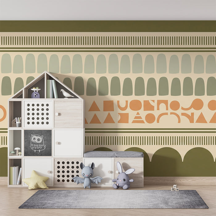 Papel pintado para habitación infantil | Diseño geométrico moderno en tonos suaves