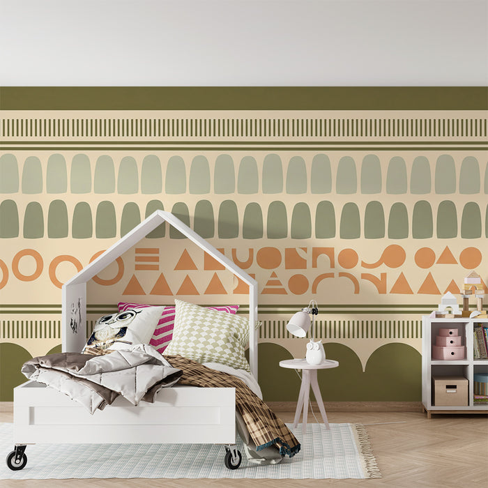 Papel pintado para habitación infantil | Diseño geométrico moderno en tonos suaves