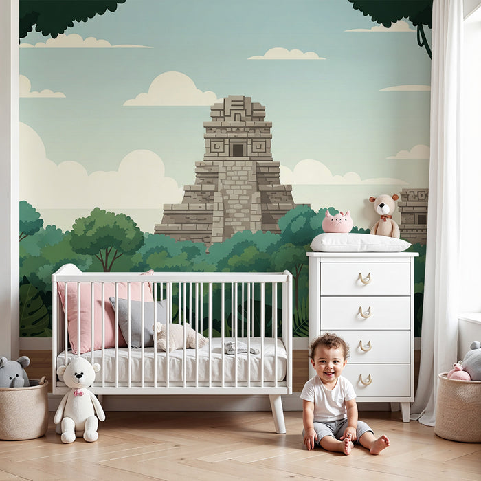 Kids' Room Wallpaper | Explore a Mysterious Jungle with Ancient Pyramids