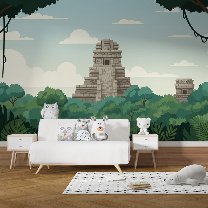 Kids' Room Wallpaper | Explore a Mysterious Jungle with Ancient Pyramids