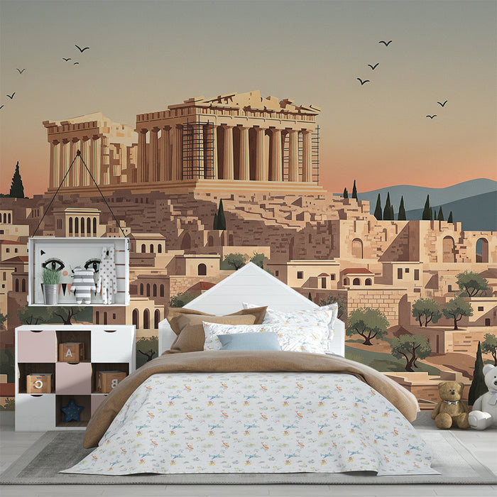 Behang kinderkamer | Ontdek de wonderen van de oudheid met de Akropolis