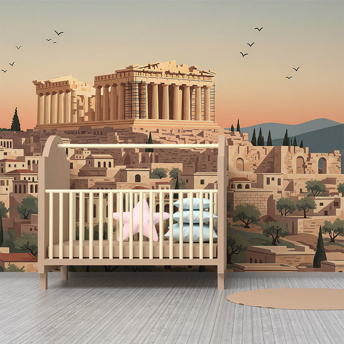 Behang kinderkamer | Ontdek de wonderen van de oudheid met de Akropolis