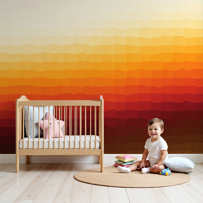 Kinderzimmer Tapete | Warmes Farbverlauf in Orange und Rot
