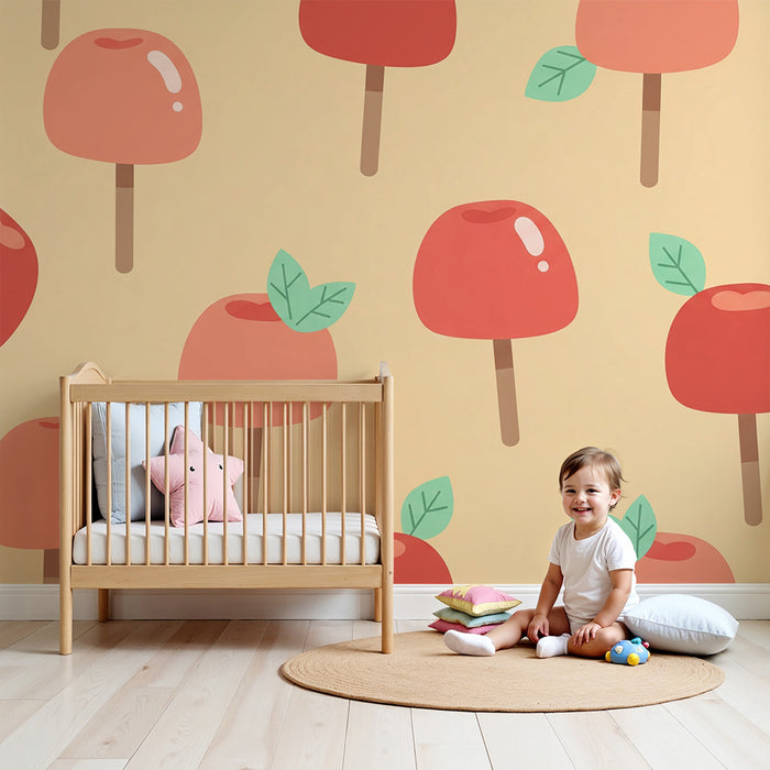 Papel de parede para quarto de criança | Chupas coloridas sobre fundo suave