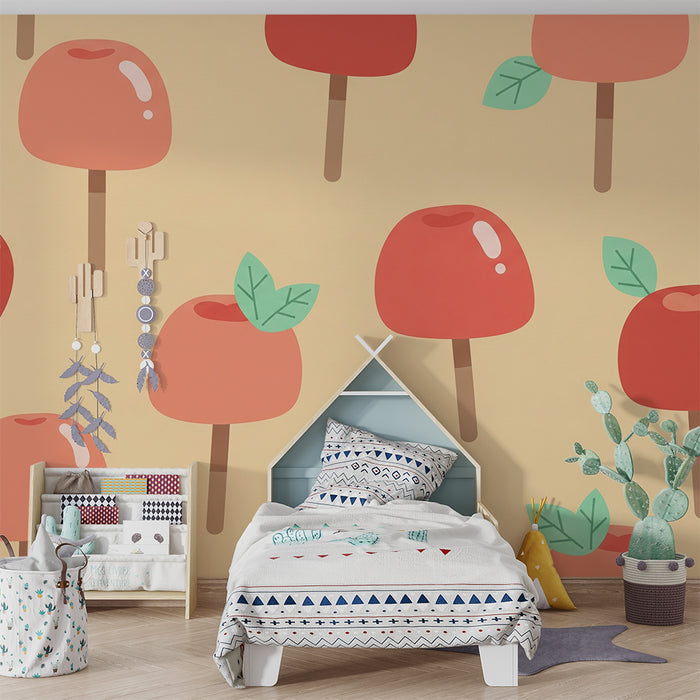 Papel de parede para quarto de criança | Chupas coloridas sobre fundo suave