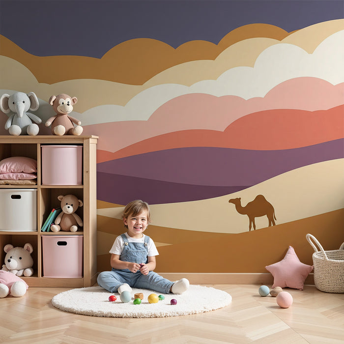 Kids room wallpaper | Värviline kõrb koos kaamelisilmaga