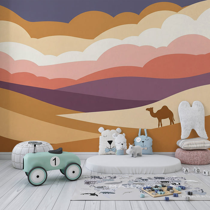 Kids room wallpaper | Värviline kõrb koos kaamelisilmaga
