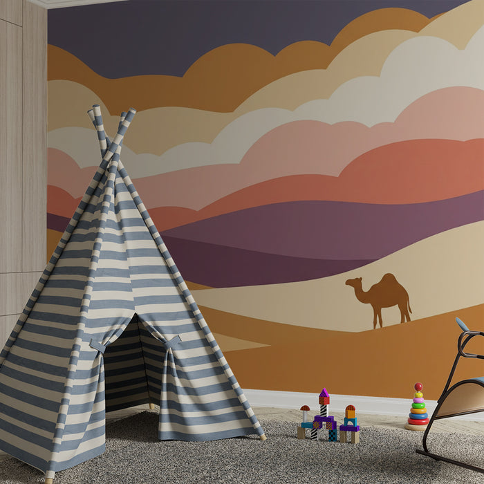 Kids room wallpaper | Värviline kõrb koos kaamelisilmaga