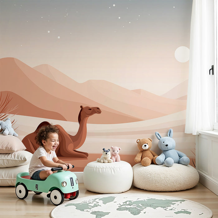 Papier peint chambre enfant | Désert paisible avec un chameau