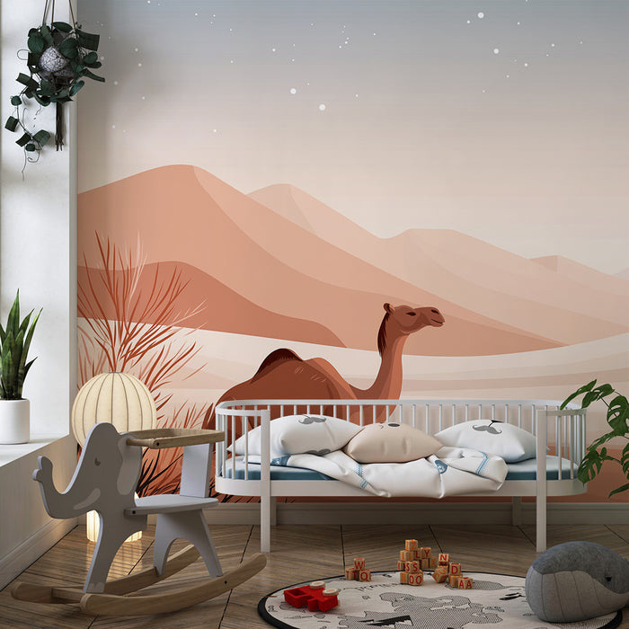 Papier peint chambre enfant | Désert paisible avec un chameau
