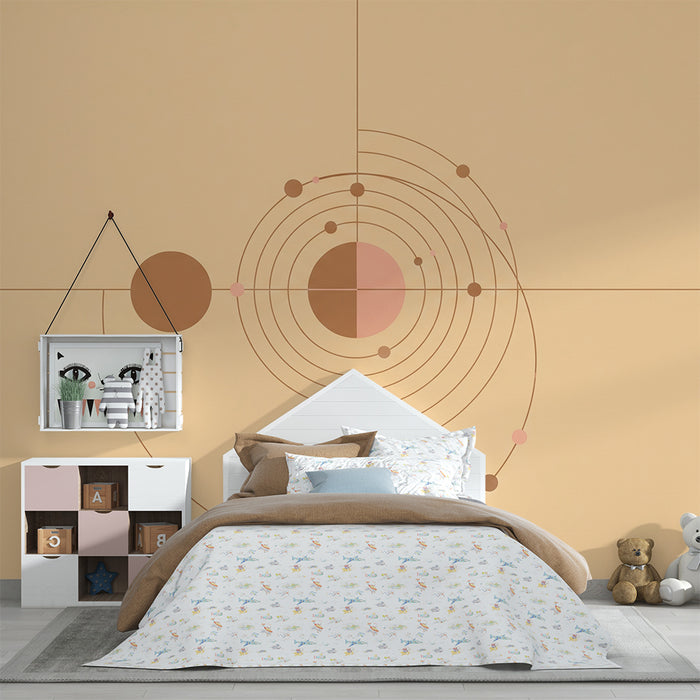Kids room wallpaper | Geometric design with orbits and soft colors