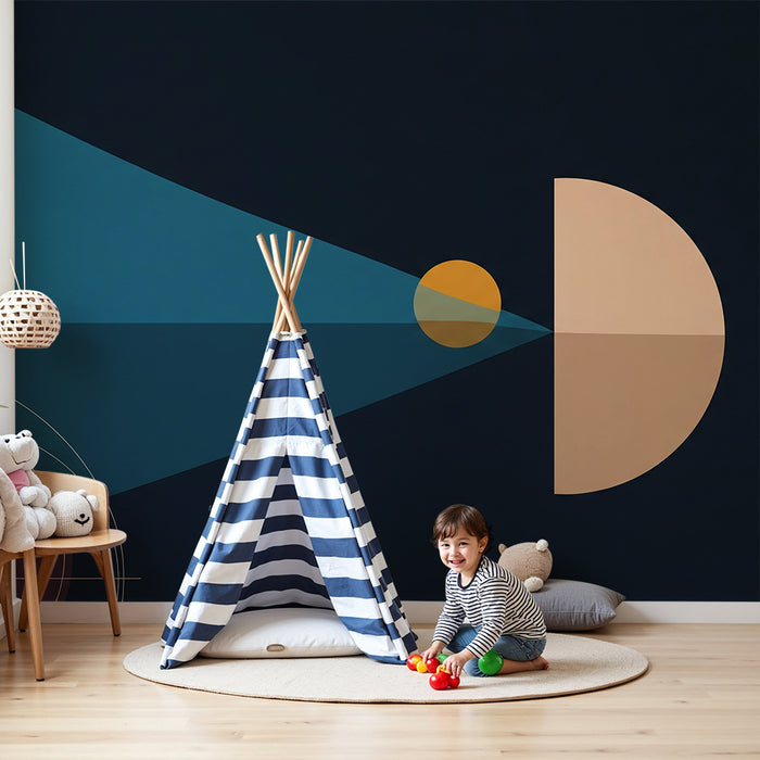 Behang kinderkamer | Geometrisch design met zon en abstracte vormen