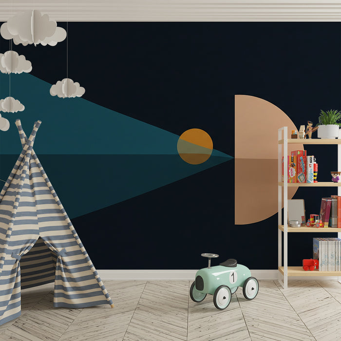 Behang kinderkamer | Geometrisch design met zon en abstracte vormen