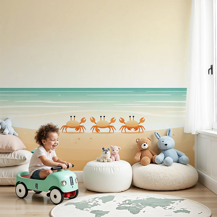 Kinderzimmer-Tapete | Zwei fröhliche Krabben an einem sonnigen Strand