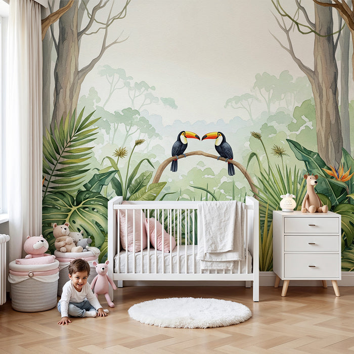 Papel de parede criança | Doi tucani îndrăgostiți în inima junglei tropicale
