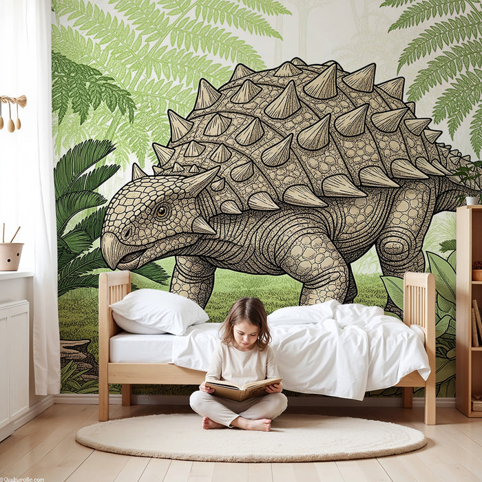Dětský pokoj tapeta | Ankylosaur dinosaurus v pravěké džungli