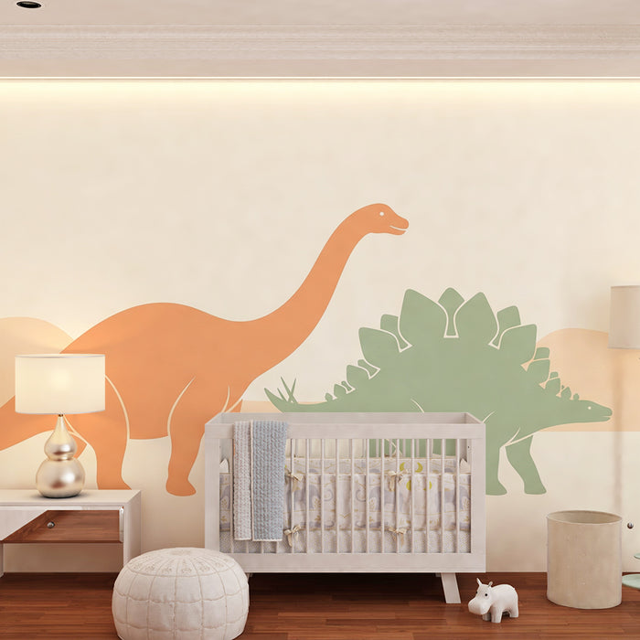 Gyermekszoba tapéta | Színes dinoszaurusz és lágy táj