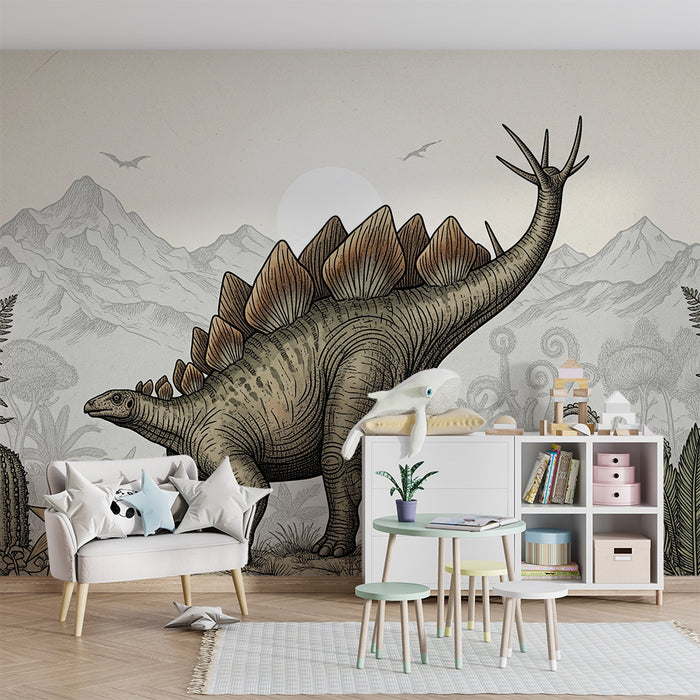Gyermekszoba tapéta | Dinó vintage stílusban