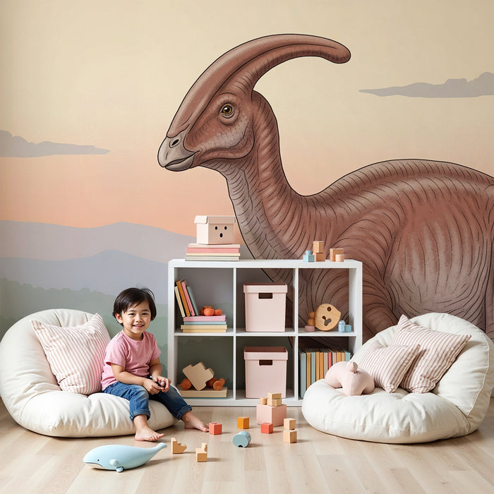 Gyermekszoba tapéta | Elsődlegesen dinoszaurusz egy ősi tájban