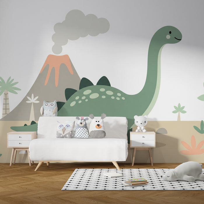Detská izba tapeta | Dinosaur a sopka