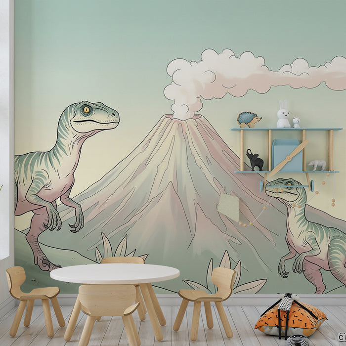 Barntapet | Dinosaurie och vulkan i en förhistorisk miljö