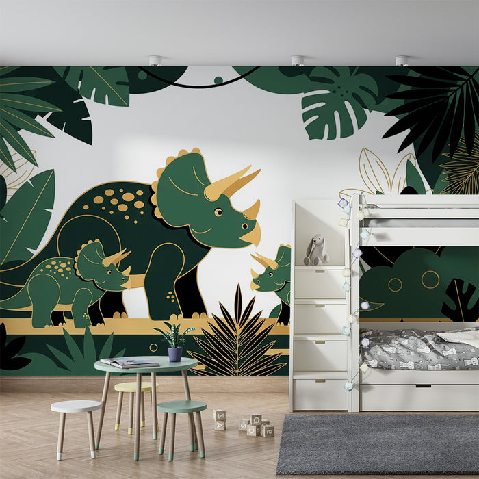 Barntapet | Triceratops-dinosaurie i en frodig djungel