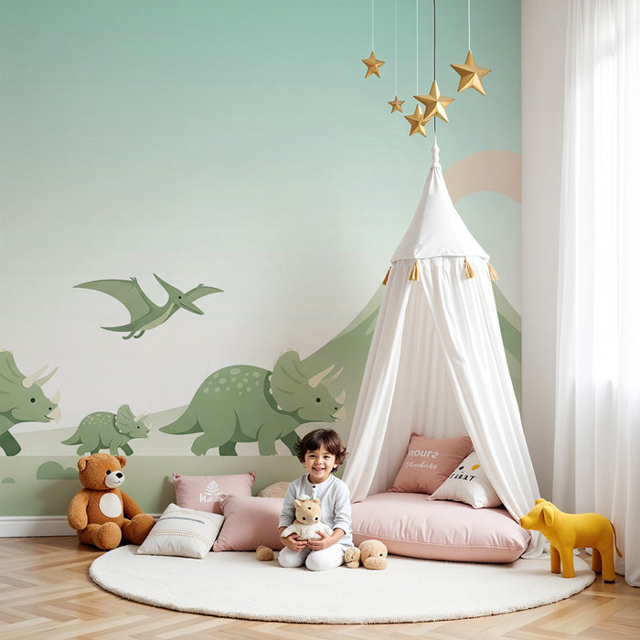 Barntapet | Triceratops och vulkan i utbrott