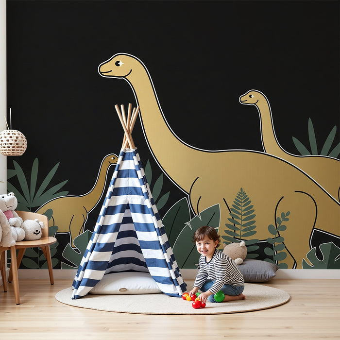 Lastenhuoneen tapetti | Majesteettiset dinosaurukset trooppisen kasvillisuuden keskellä