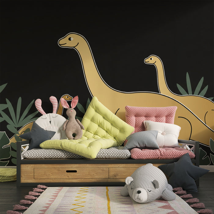 Lastenhuoneen tapetti | Majesteettiset dinosaurukset trooppisen kasvillisuuden keskellä