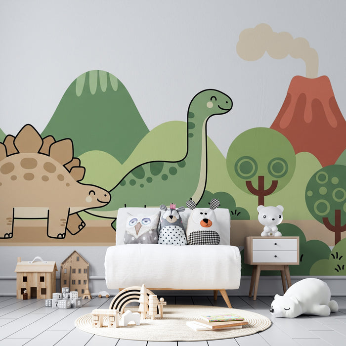 Papel de parede criança | Dinossauros e natureza pré-histórica