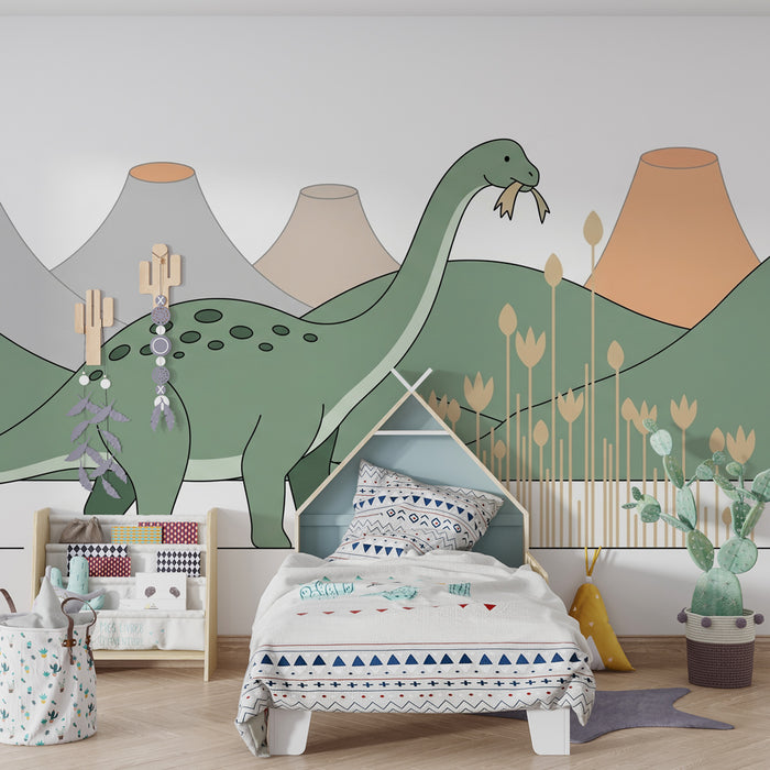 Papier de parede criança | Diplodocus e paisagens pré-históricas