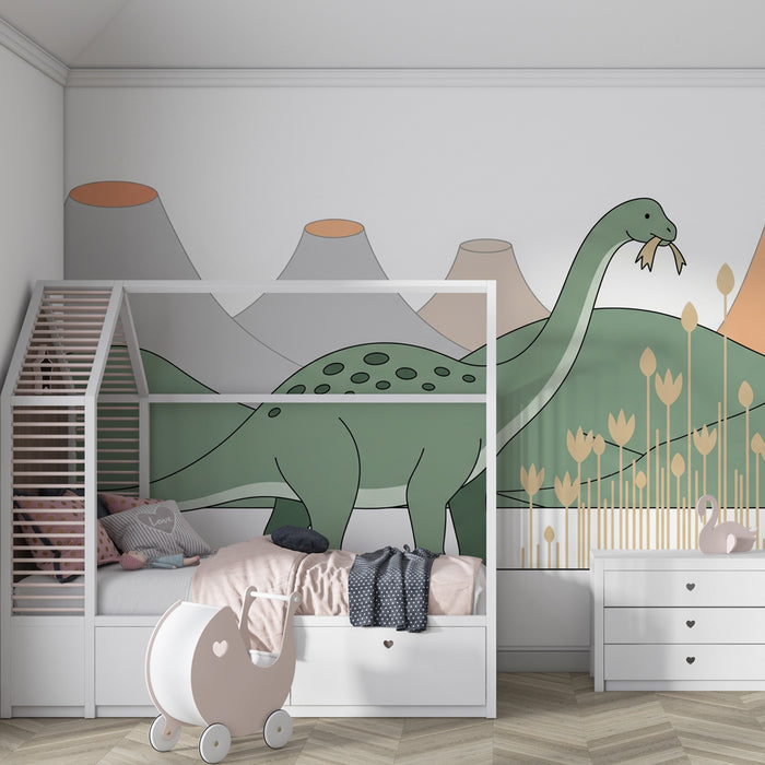 Papier de parede criança | Diplodocus e paisagens pré-históricas
