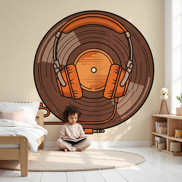Tapet barnerom | Vinylplate med fargerike hodetelefoner