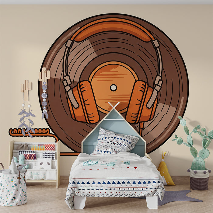 Tapet barnerom | Vinylplate med fargerike hodetelefoner