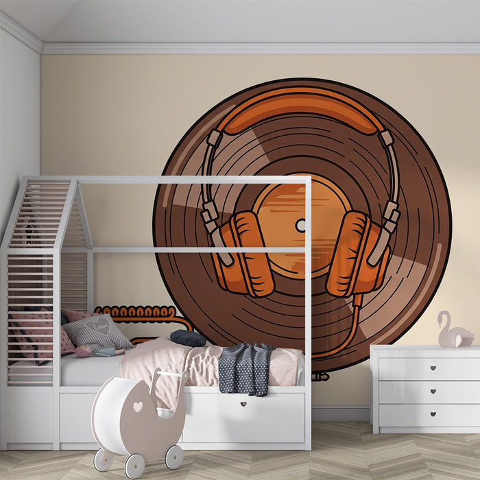 Tapet barnerom | Vinylplate med fargerike hodetelefoner