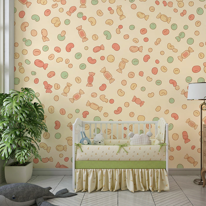 Papel de parede para quarto de criança | Doçura e cor com rebuçados