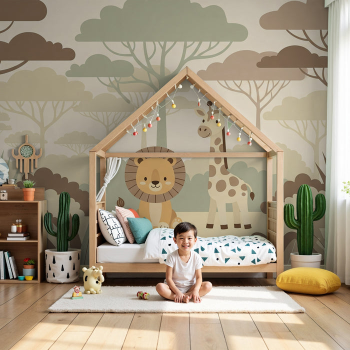 Papier peint chambre enfant | Doudous de la savane