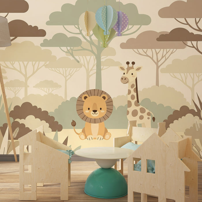 Papier peint chambre enfant | Doudous de la savane