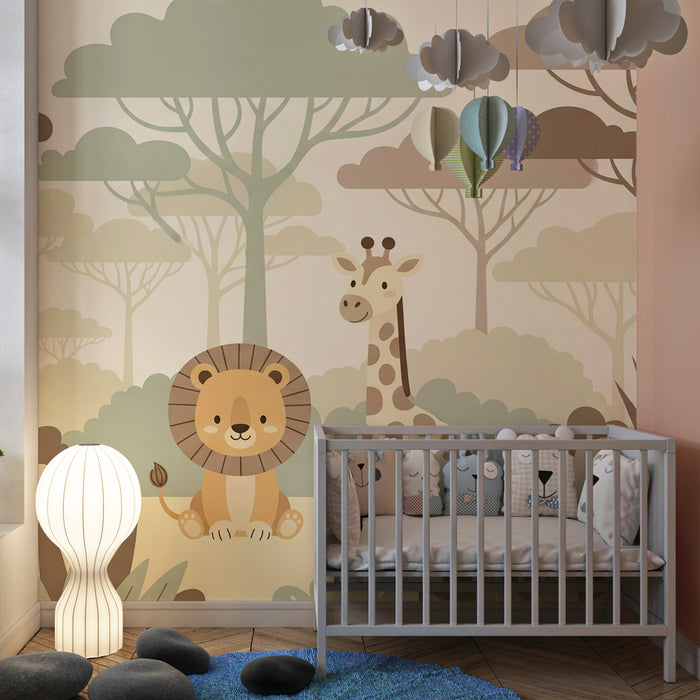 Papier peint chambre enfant | Doudous de la savane