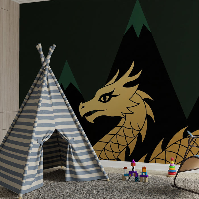 Barntapet | Majestätisk drake och mystiska berg