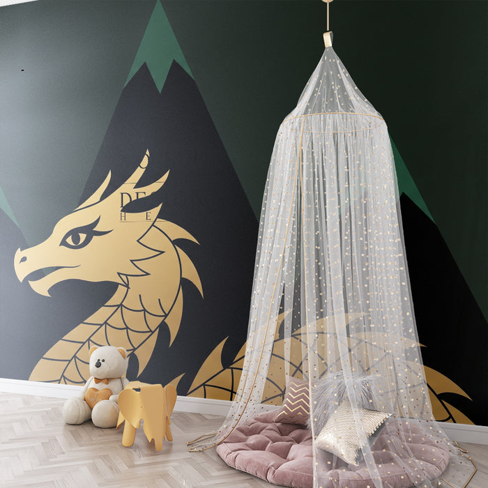 Barntapet | Majestätisk drake och mystiska berg