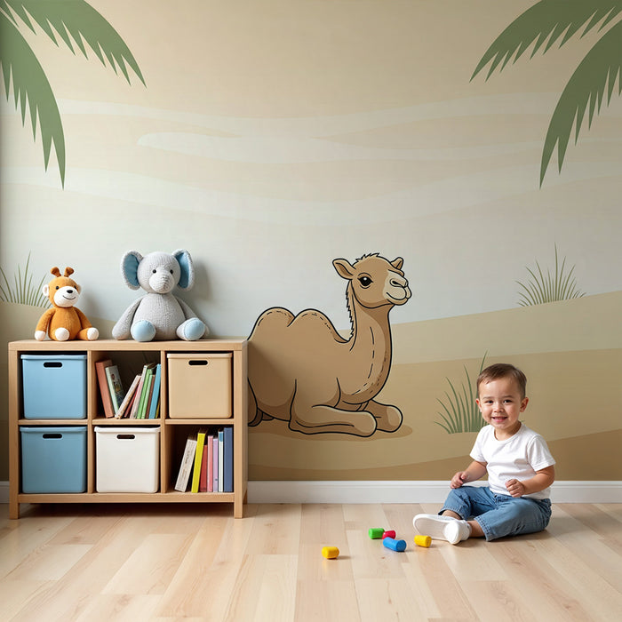 Kinderzimmer-Tapete | Sanftes Kamel in sonniger Wüstenlandschaft