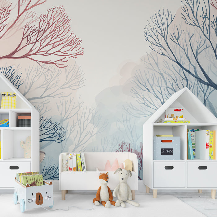 Papier peint chambre enfant | Ecureuil dans la forêt paisible