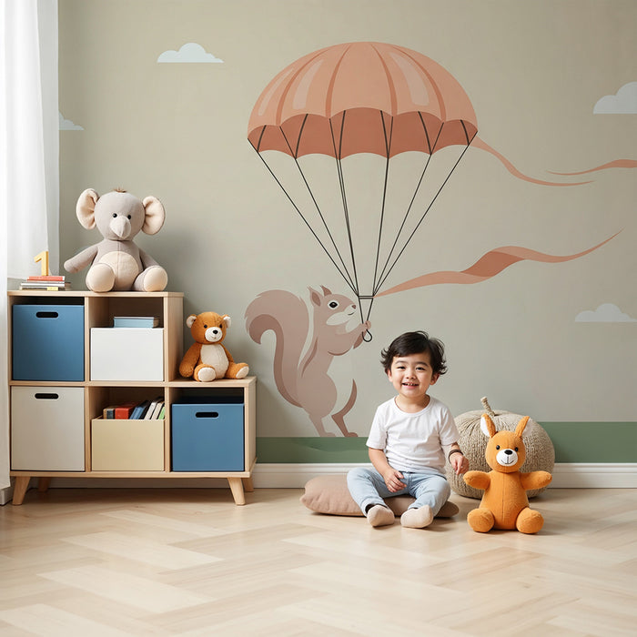 Kids room wallpaper | Langevarjuga orav pilvedes
