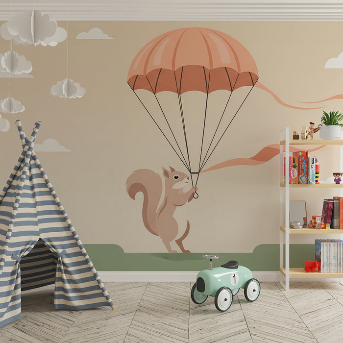 Kids room wallpaper | Langevarjuga orav pilvedes