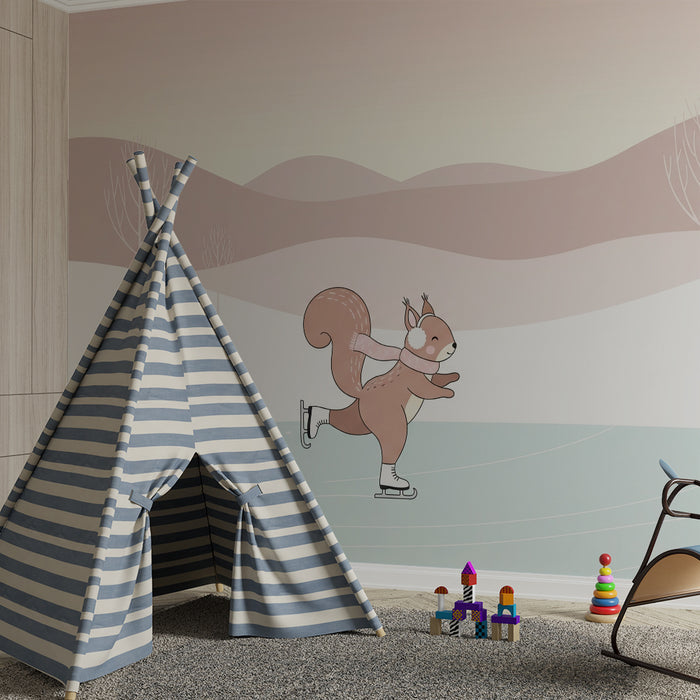 Kids room wallpaper | Jänes suusataja talvemaastikul