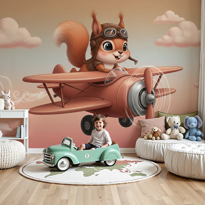 Detská izba tapeta | Letiaci veverička a oblaky